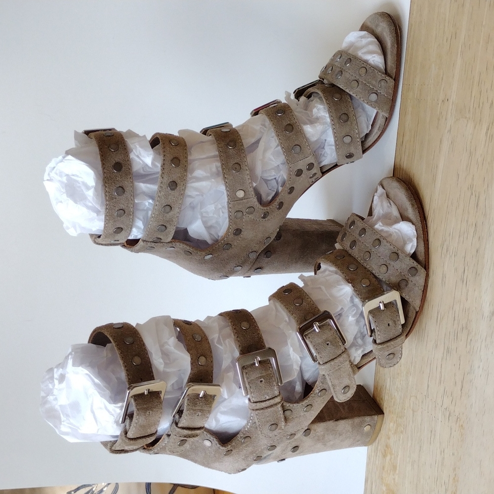 Laurence Dacade Tan Suede Heeled Sandals